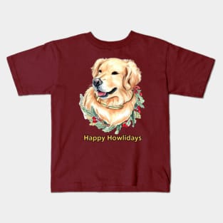 Happy Howlidays Golden Retriever Kids T-Shirt